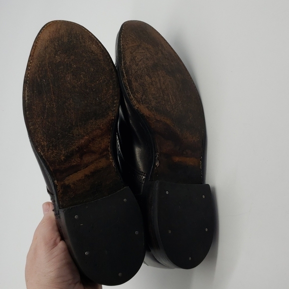 𝅺allen Edmonds Sanford Men 8D burgundy dress shoes cap toe lace up oxford brogue - Picture 5 of 9